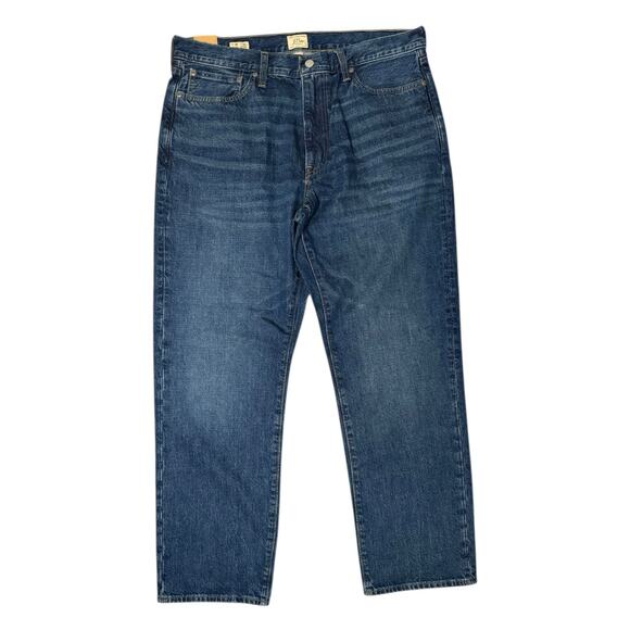 J Crew NEW Classic Relaxed Straight Fit Blue Denim Mens 35X32 Jeans Cotton - Picture 1 of 9
